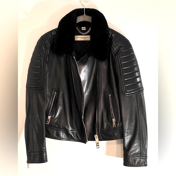 Burberry London Quilted Lambskin Leather Shearling Collar Jacket - Picture 3 of 11